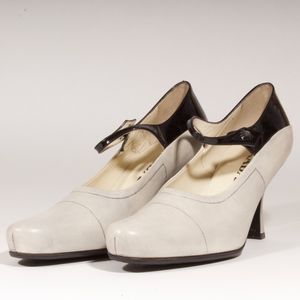 PRADA MARY JANE Womens High Heels Gray Leather